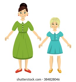 Mom and daughter vector