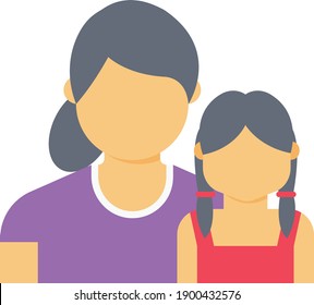 Mom daughter vector flat colour icon