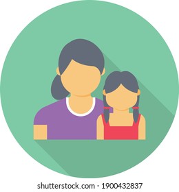 Mom daughter vector flat colour icon