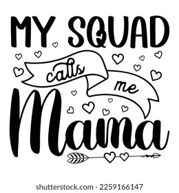 Mom day hand drawn typography lettering poster and t shirt design in illustration. Eps-10.