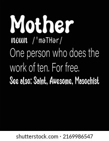 Mom Definition Mothers Day vector in black background