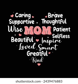 Mom Definition Word Art Graphic Heart T-Shirt Design, Mother’s Day T-Shirt, Best Gift For Mom