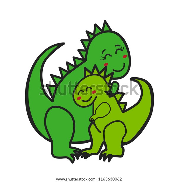 Download Mom Dinosaur Hugging Baby Dino Trex Stock Vector (Royalty ...