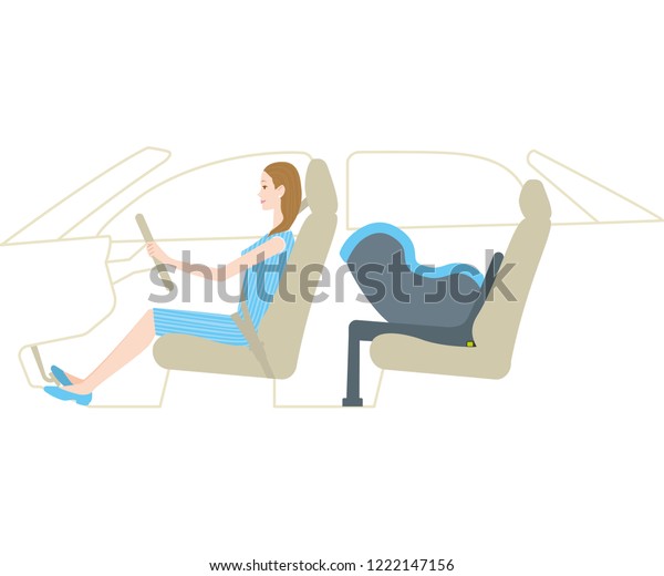 Mom driving with\
infant car seat（Isofix）