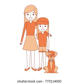 mom embracing with her daughter and dog