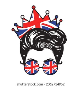 Mom England Crown Head design on white background. vector illustration.