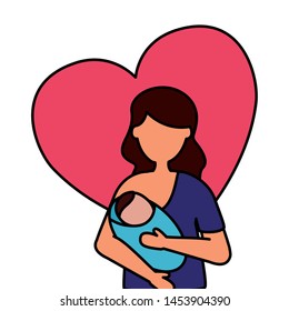 mom feeding newborn pregnancy and maternity vector illustration