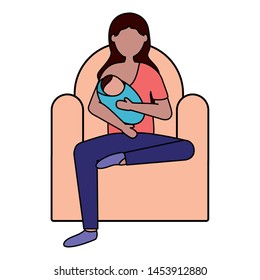 mom feeding newborn pregnancy and maternity vector illustration