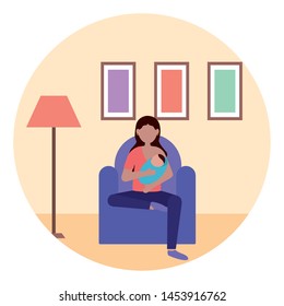 mom feeding newborn pregnancy and maternity vector illustration