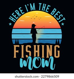 Mom fishing tshirt design vector design