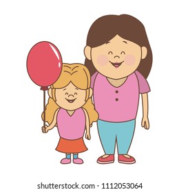 Mom and girl cartoon