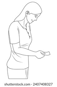 A mom giving something in outline and vector format.