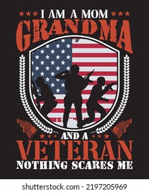 soy una abuela de mamá y un veterano no me asusta el diseño de camisetas veteranas