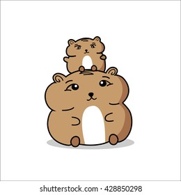 Mom hamster with child hamster 