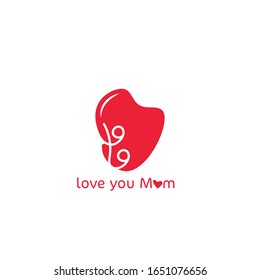 Mom - Handwritten lettering with hearts