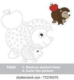 Mom Hedgehog and her Infant. Dot to dot educational game for kids.