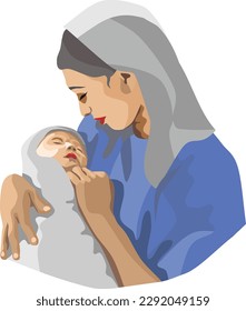 Mom and Her Baby Love Vector