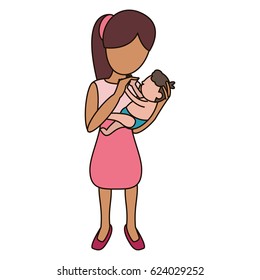 mom holding baby loving