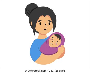 Mom holding baby or People Character illustration