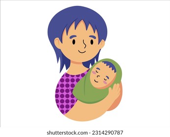Mom holding baby or People Character illustration