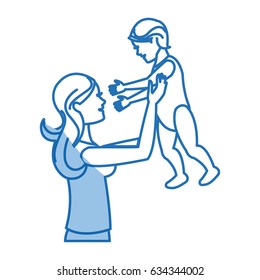 mom holding baby playing image shadow