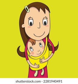 Mom holding baby in a sling