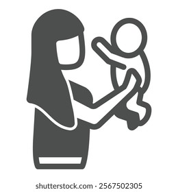 Mom holding baby solid icon, mother day concept. Vector graphics. Woman with child sign on white background, glyph style icon for mobile or web design