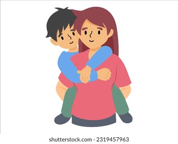 Mom holding kid or avatar icon illustration