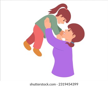 Mom holding kid or People Character illustration