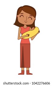 mom holds the baby in her arms