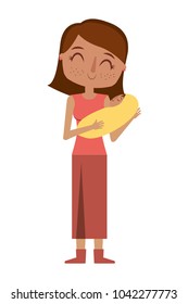 mom holds the baby in her arms