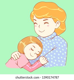 Mom Hug Lovely Daughter Very Happy Together