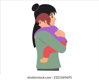 Mom hugging son People Character illustration