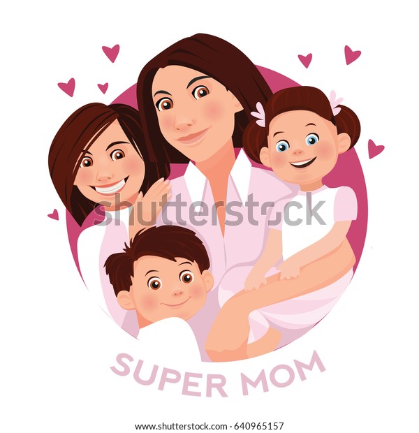 mom hugging child clipart vector