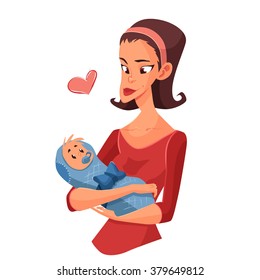 Mom hugs her baby vector illustration
