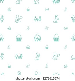 mom icons pattern seamless white background. Included editable line family, baby playing with toy, muffin, pregnant woman, woman with baby carriage icons. mom icons for web and mobile.