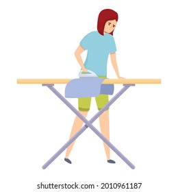 Mom Ironing Board Icon Cartoon Vector. Woman Housewife. Home Housework