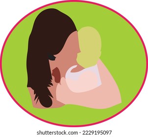 Mom and kid avatar vector art design 1