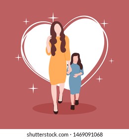 Mom And Kid Flat Illustration
