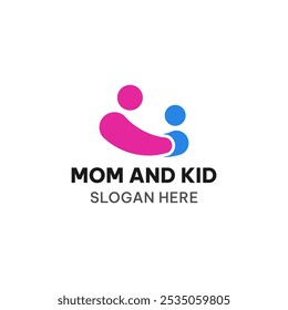 Mom and kid logo in simple style. Parenting vector illustration. Asbtract smile symbol.