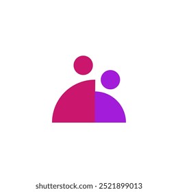 Mom and kid logo template in simple style. Family vector illustration