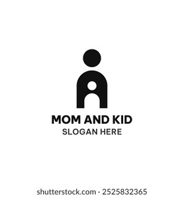 Mom and kid logo template in simple flat style. Family vector illustration for icon, symbol, etc.