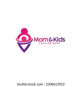 mom and kids logo icon vector isolated with huge illustration