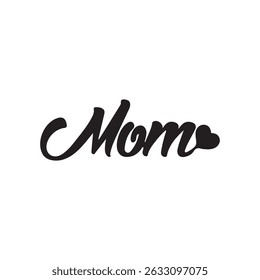 Mom lettering design for wishing Happy mother's day. Best mom ever t shirt design. Mom logo with heart shape on letter O in creative way.