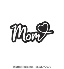 Mom lettering design for wishing Happy mother's day. Best mom ever t shirt design. Mom logo with heart shape on letter O in creative way.