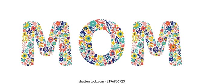 Mom Lettering Flowers Letter Garden Doodle Stock Vector (Royalty Free ...