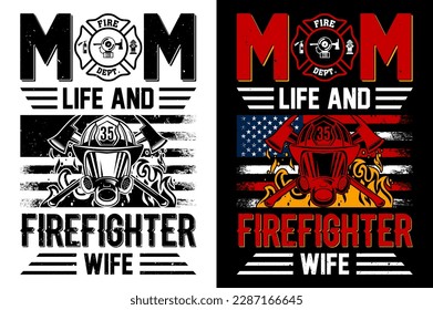 Mama Life and Fire Kampfflugzeugfrau T-Shirt Design Pro Vector