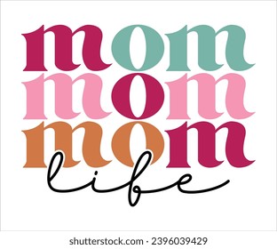 Mom Life Retro T-shirt, Funny Mom Shirt, Mama Wavy Text, Mothers Day T-shirt, Mama Quotes, Retro Mom Shirt, New Mom Gift, Birthday Gift, Cut File For Cricut And Silhouette