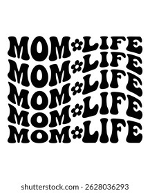 Mom life Trendy Retro Mom groovy Bundle, Funny Mom Shirt wavy, Retro mama hippie, Mom 70s, mama groovy, Groovy wavy, Mama wavy text groovy