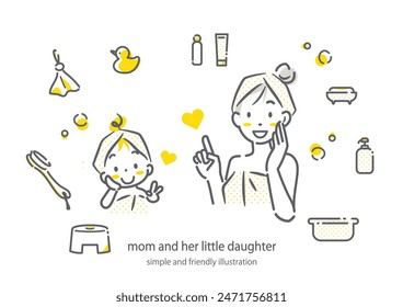 mamá e hija pequeña disfrutando del cuidado de la piel